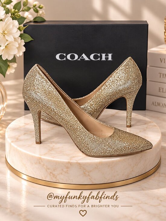 Coach Shoes - New in Box COACH Addie Metallic Gold Heels